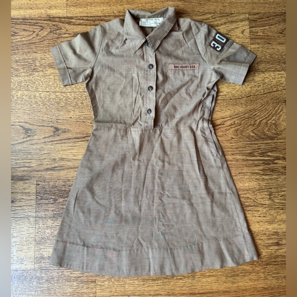 Vintage Girl Scouts Uniform Brown Dress Official 1970s - Picture 1 of 10